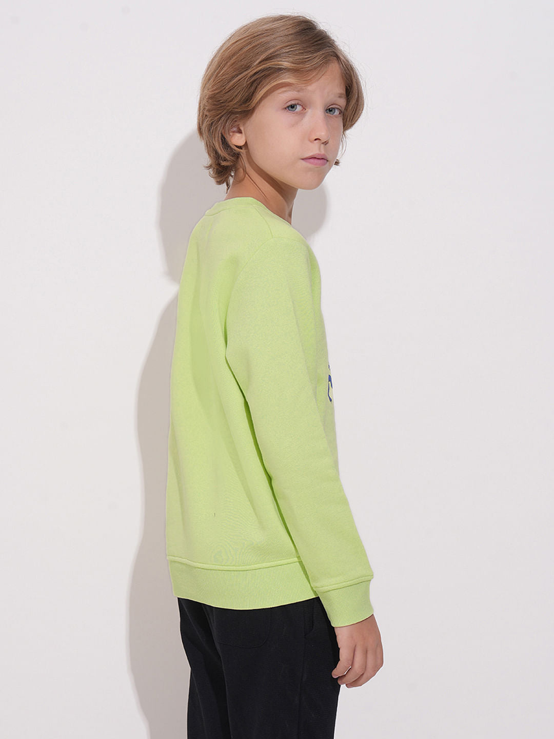 Boys Pastel Green Printed Sweatshirt