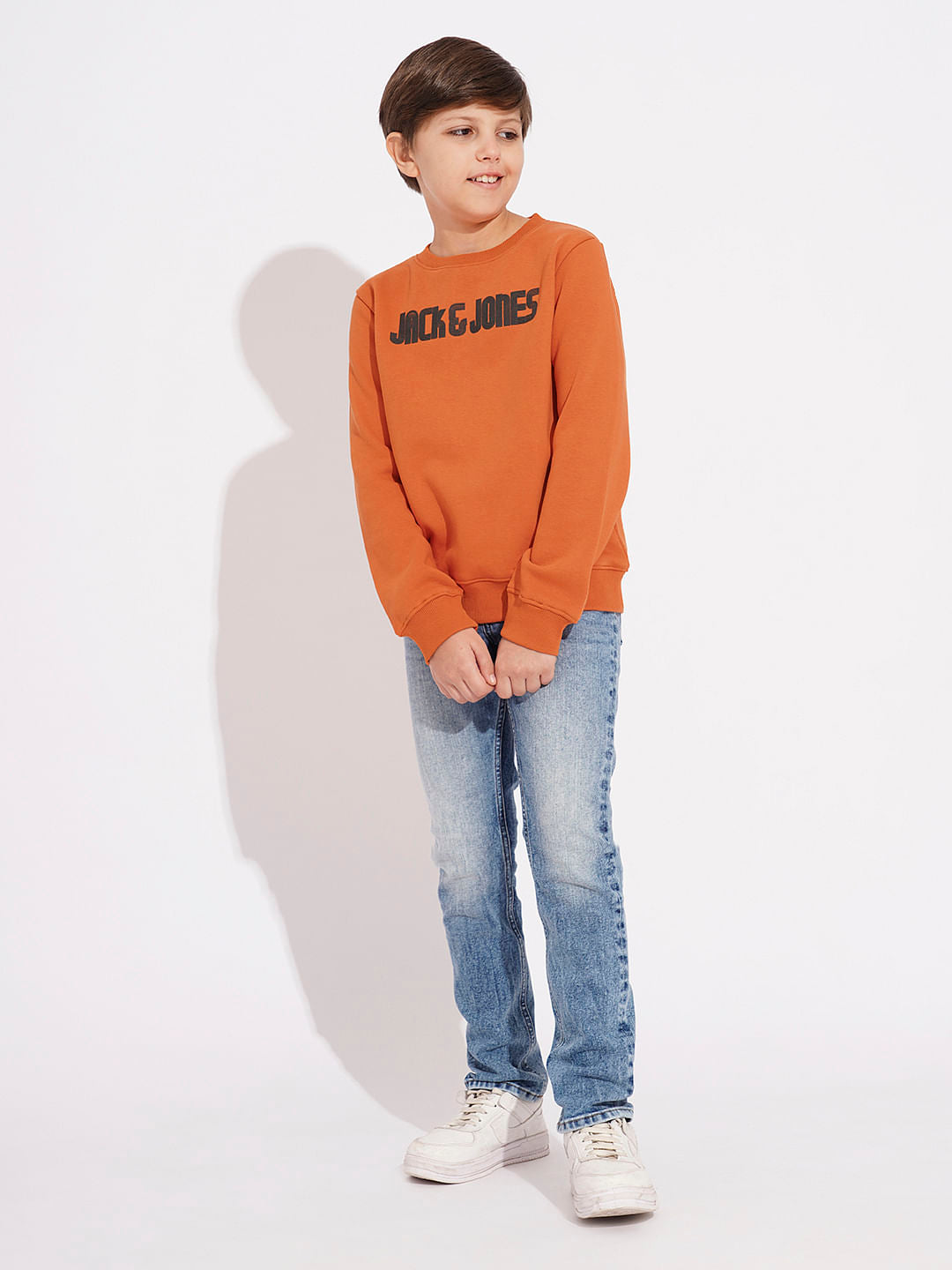 Boys Orange Logo Print Sweatshirt
