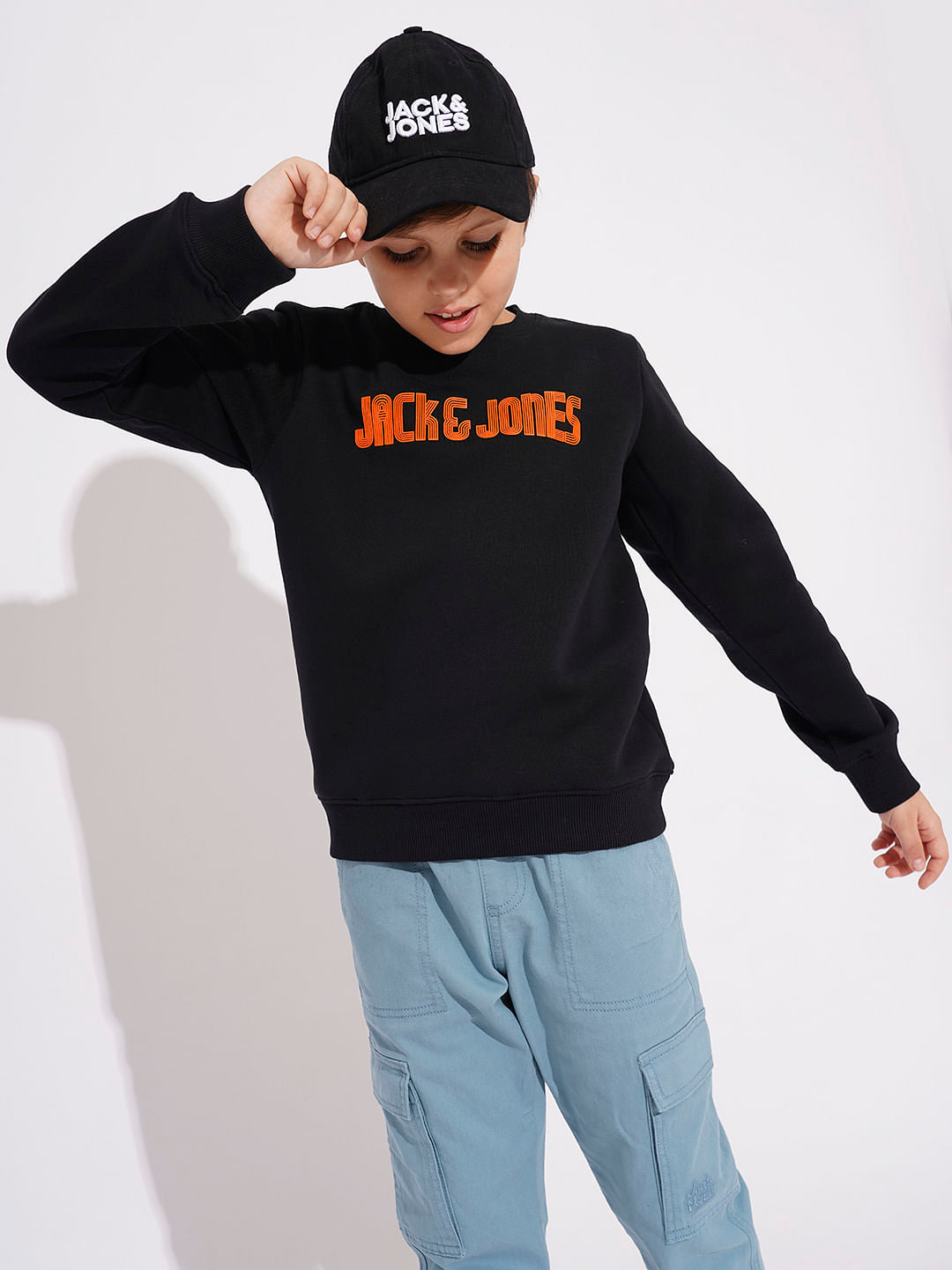 Boys Black Logo Print Sweatshirt