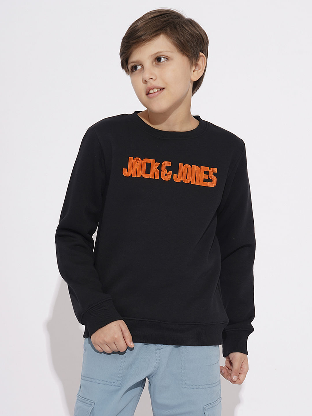 Boys Black Logo Print Sweatshirt