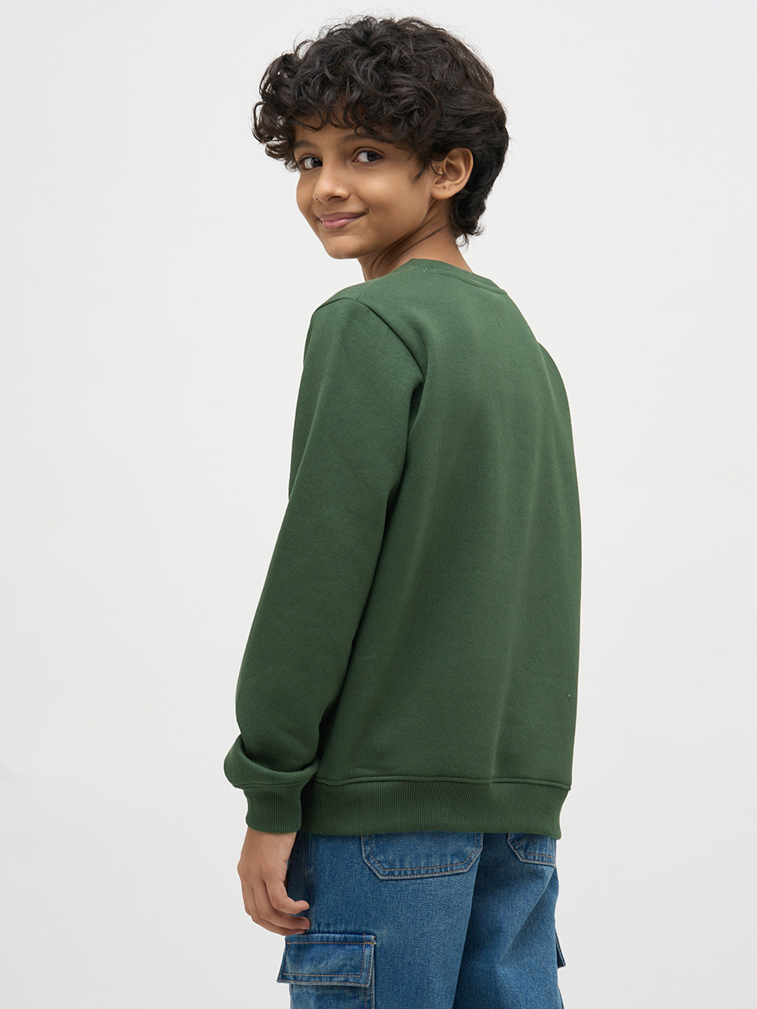 Boys Green Logo Text Sweatshirt