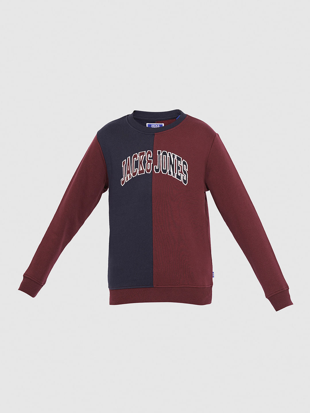 Boys Maroon Colourblocked Sweatshirt