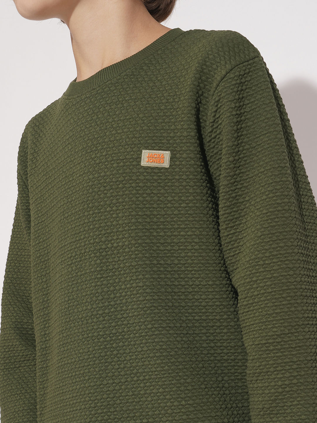 Boys Olive Textured Co-ord Set Sweatshirt