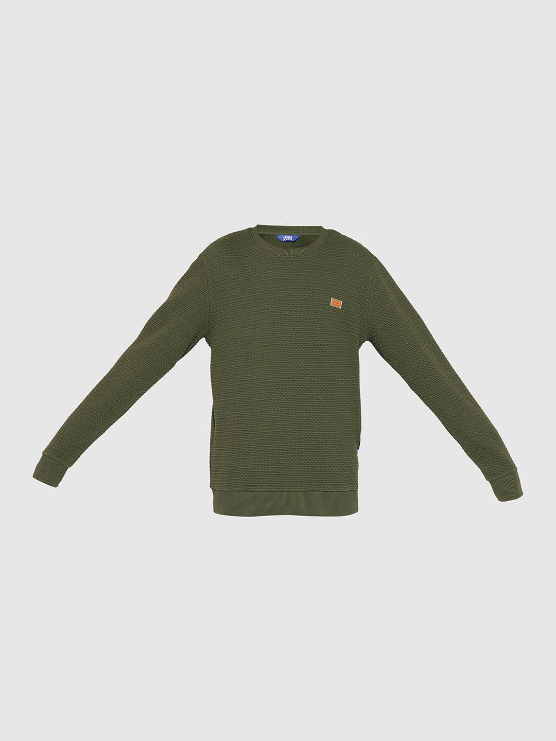 Boys Olive Textured Co-ord Set Sweatshirt