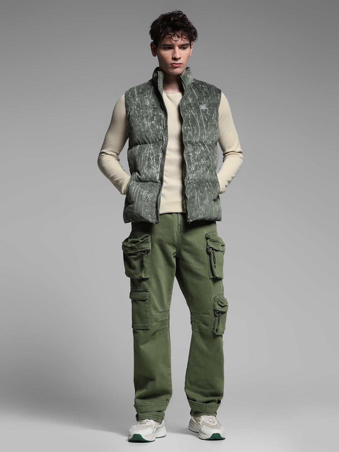 Printed Sleeveless Puffer Vest Jacket