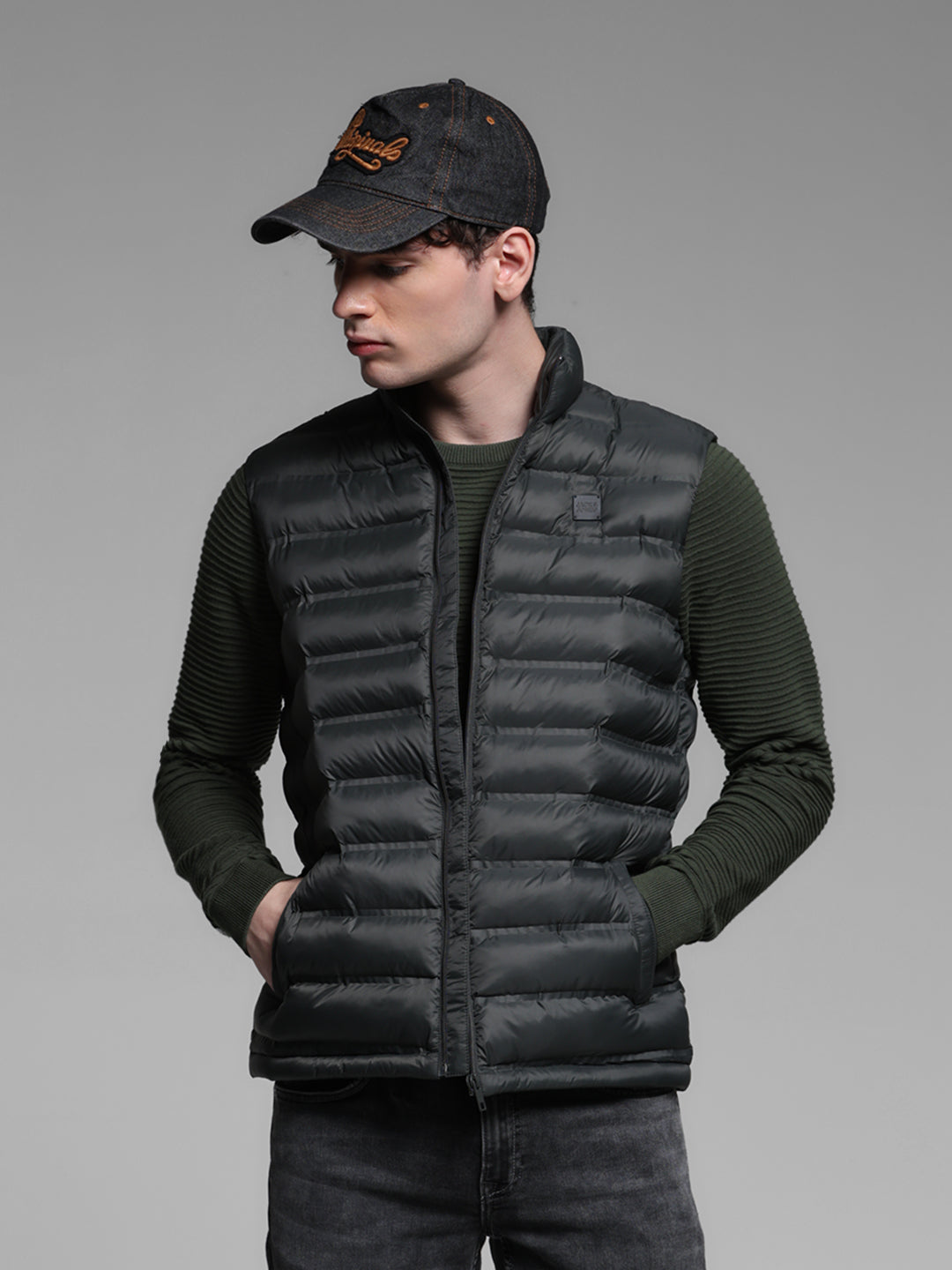 High Neck Puffer Vest Jacket - S