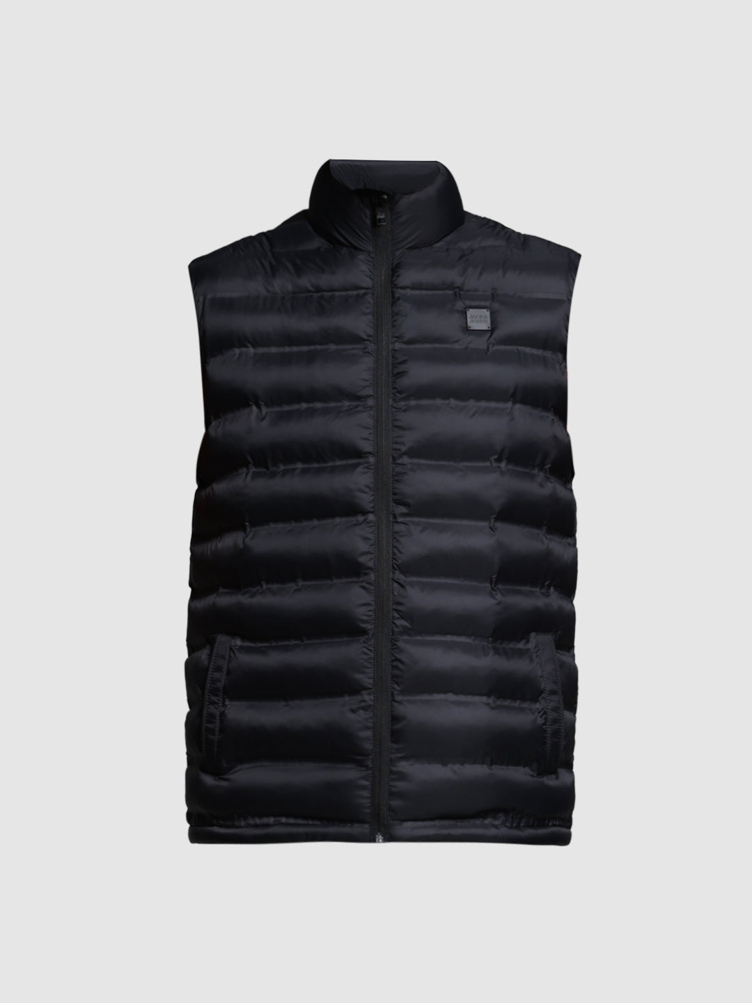Black High Neck Puffer Vest Jacket