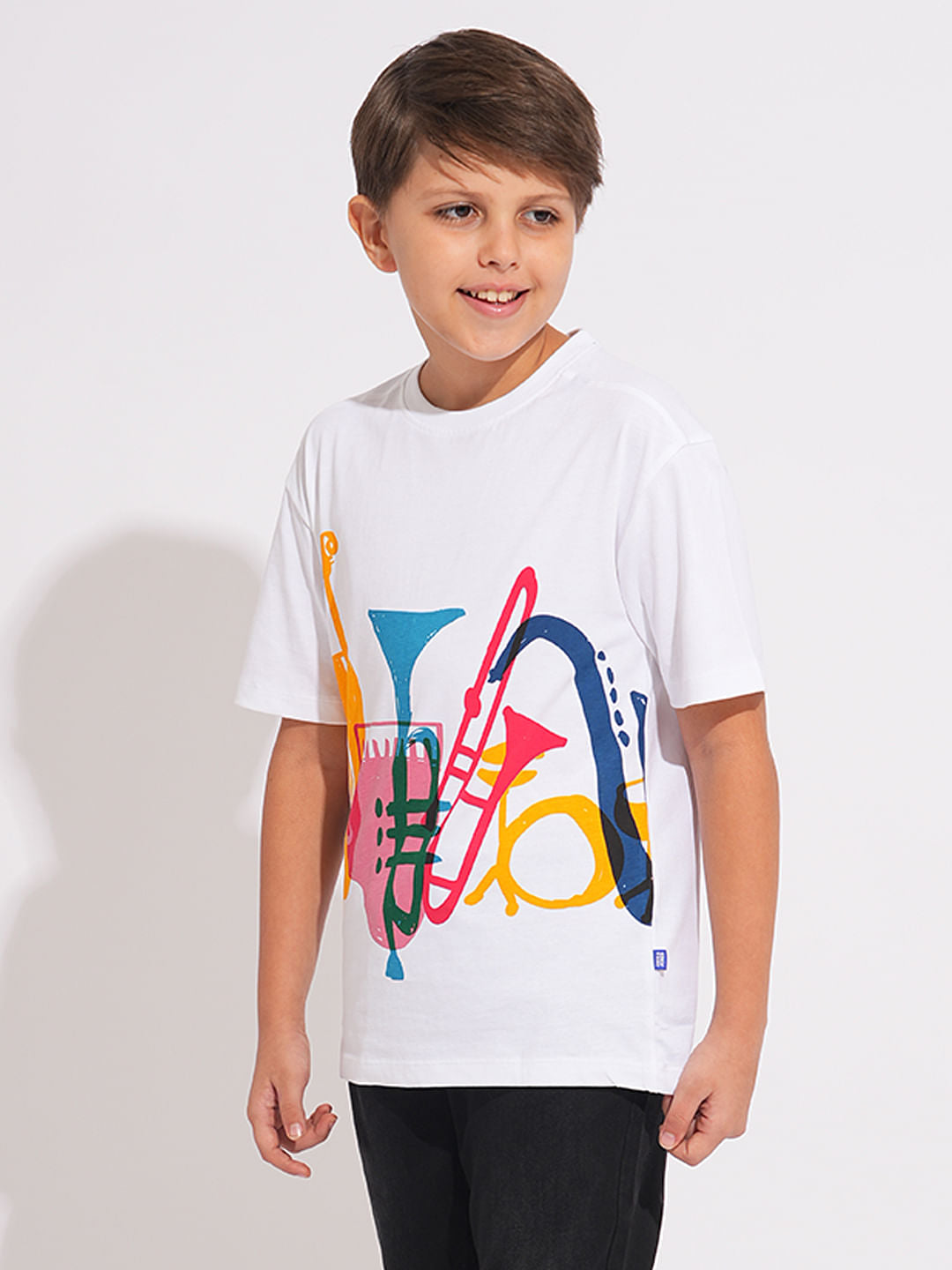 White Graphic Print Cotton T-shirt
