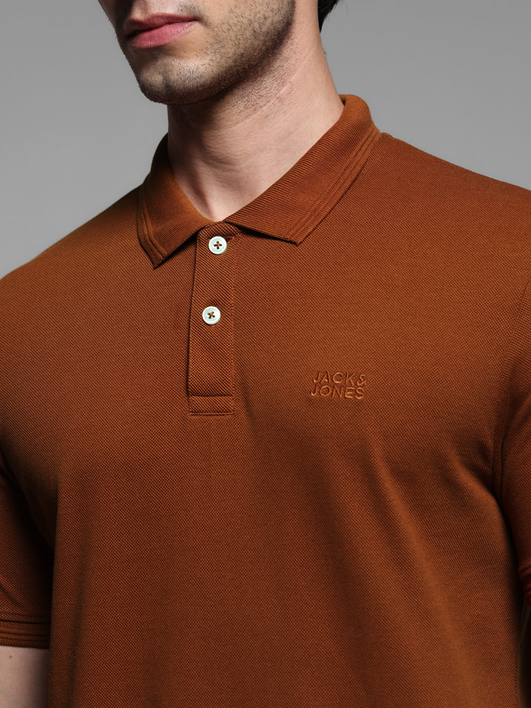 Dark Brown Ribbed Sleeve Polo