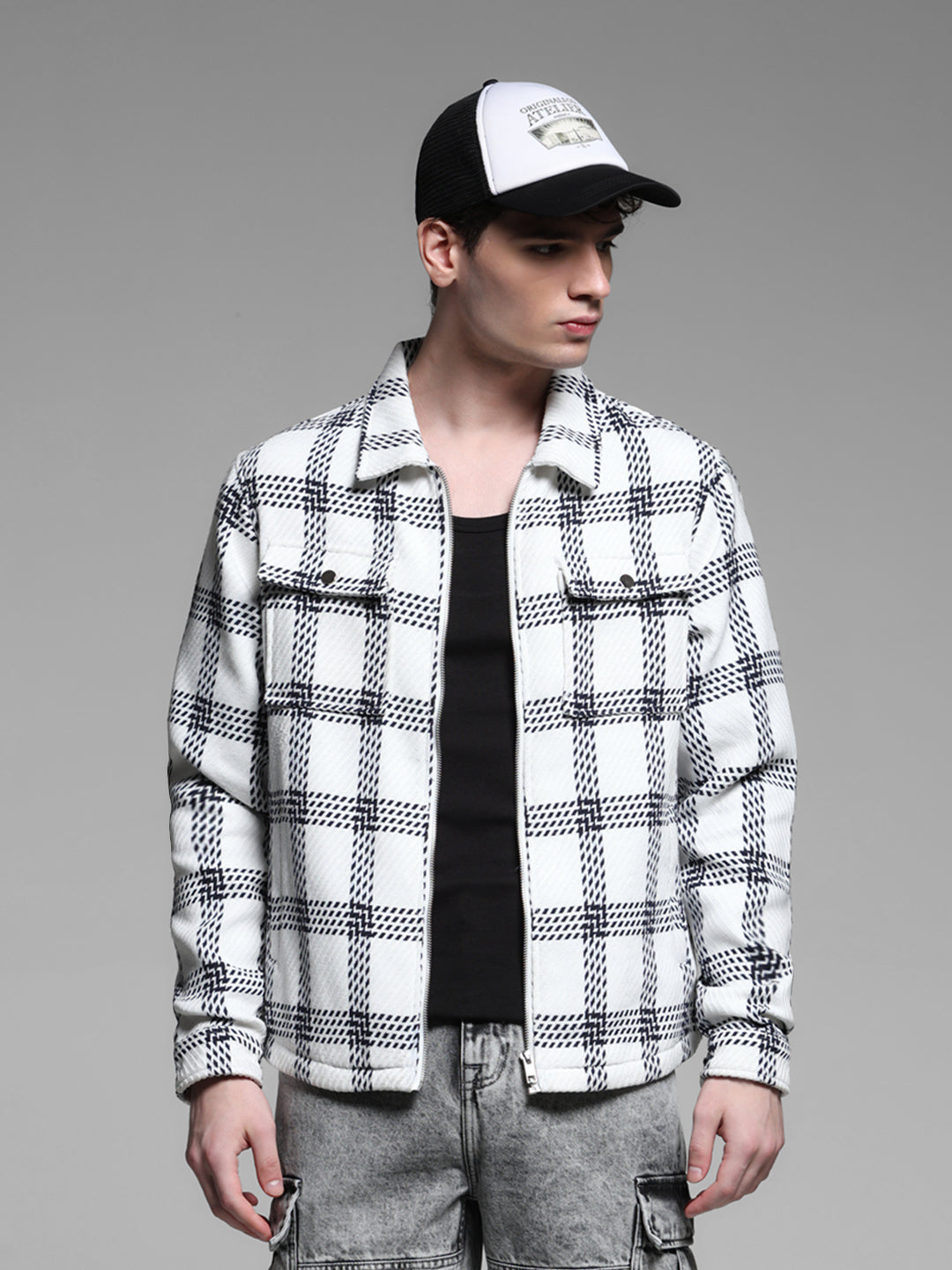 White Check Cotton Shirt - S