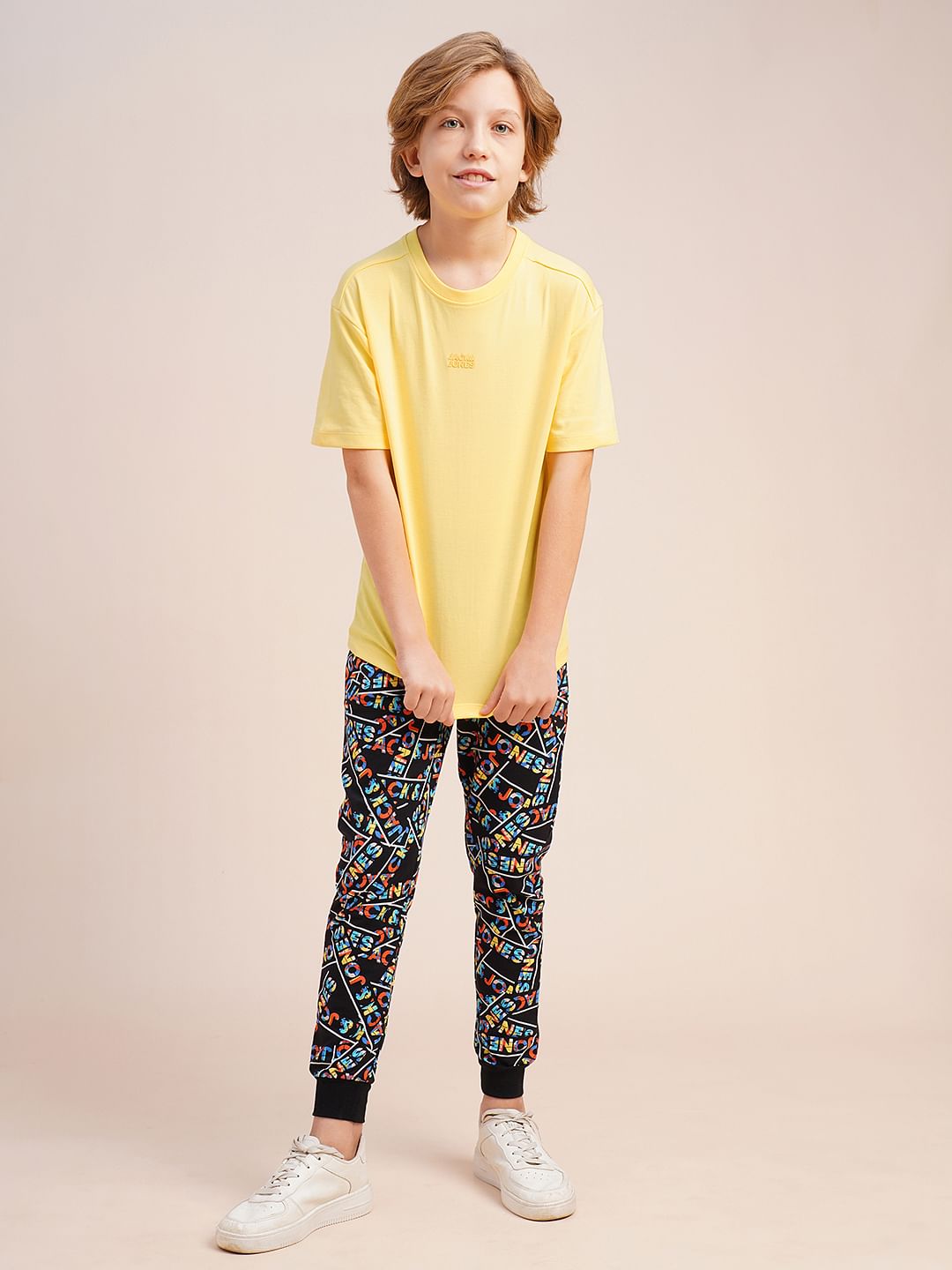Boys Yellow Logo Print Oversized T-shirt