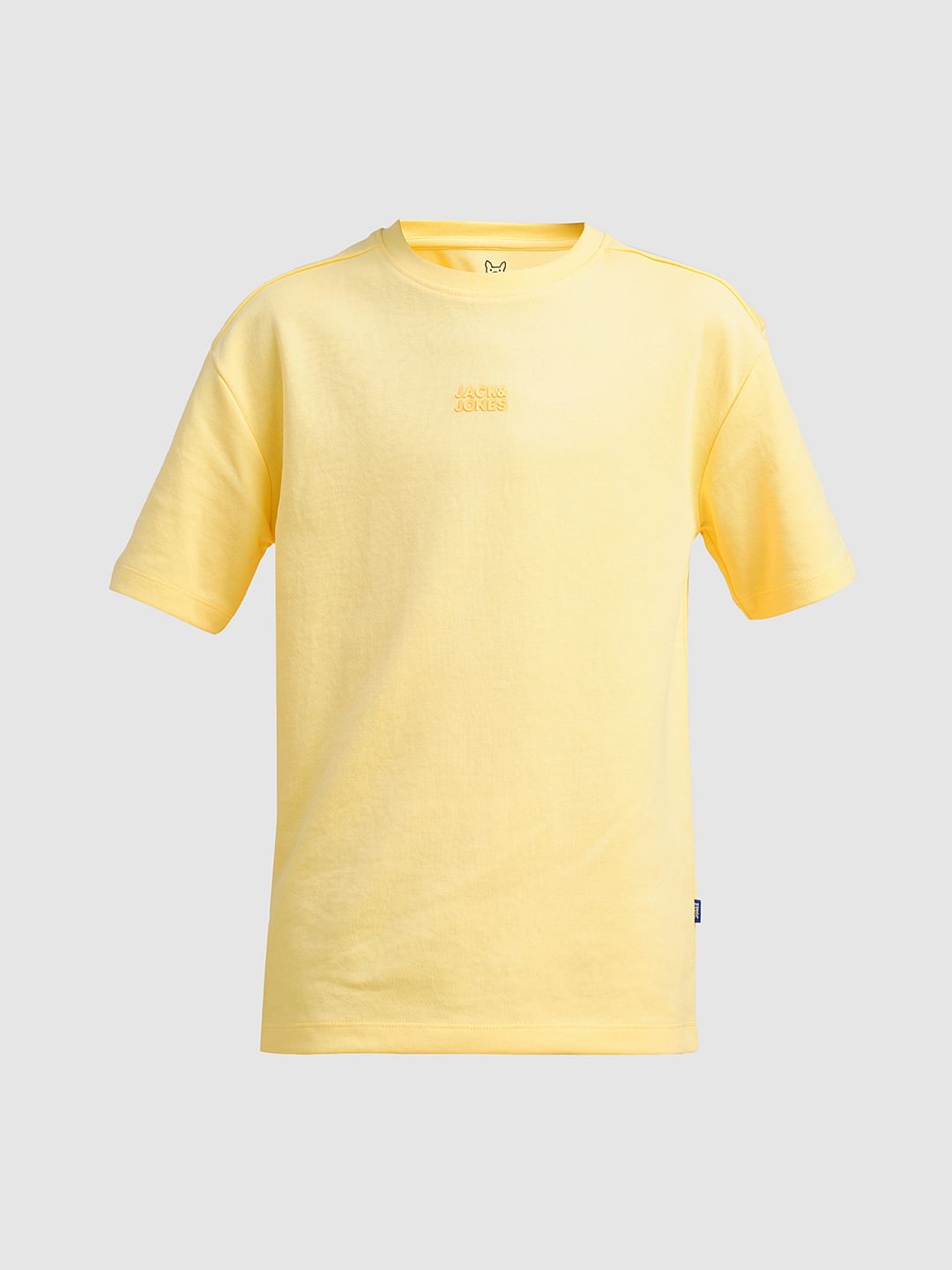 Boys Yellow Logo Print Oversized T-shirt