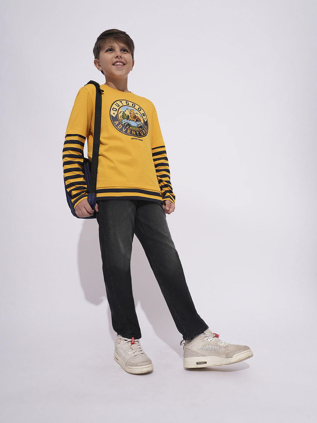 Charcoal Grey Mid Rise Washed Loose Fit Jeans - 5/6Y