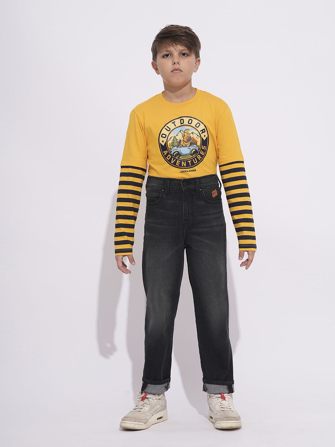 Charcoal Grey Mid Rise Washed Loose Fit Jeans