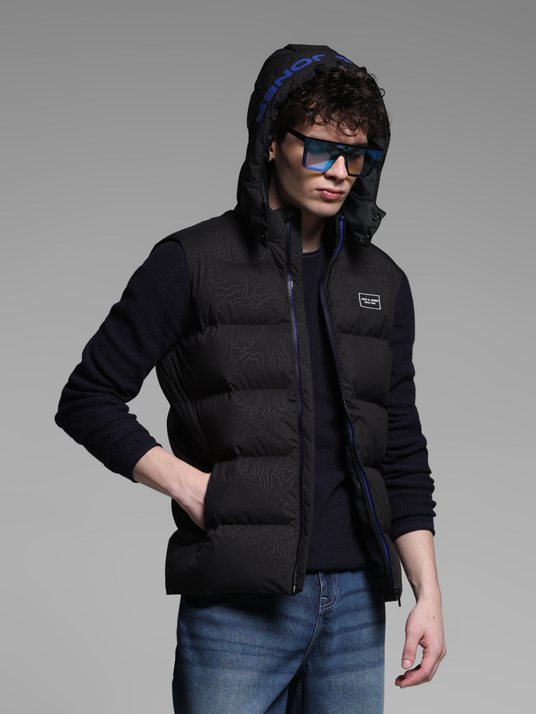Hooded Puffer Vest Jacket - S