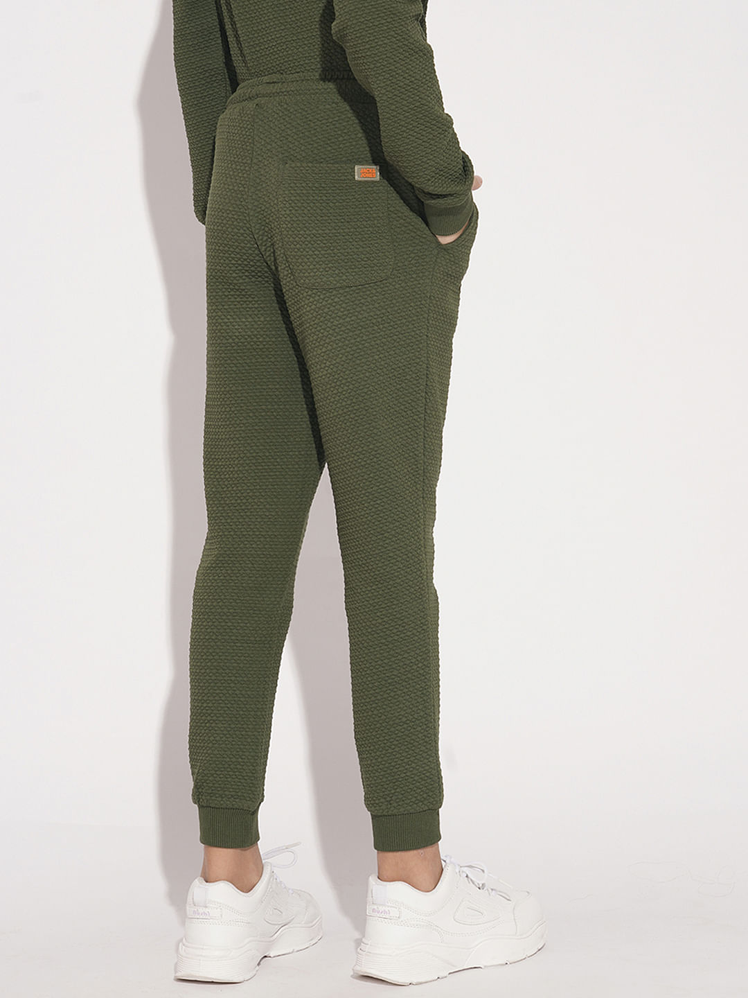 Boys Olive Textured Co-ord Set Sweatpants