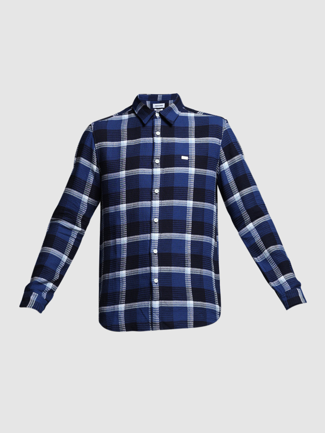 Dark Blue Check Cotton Shirt