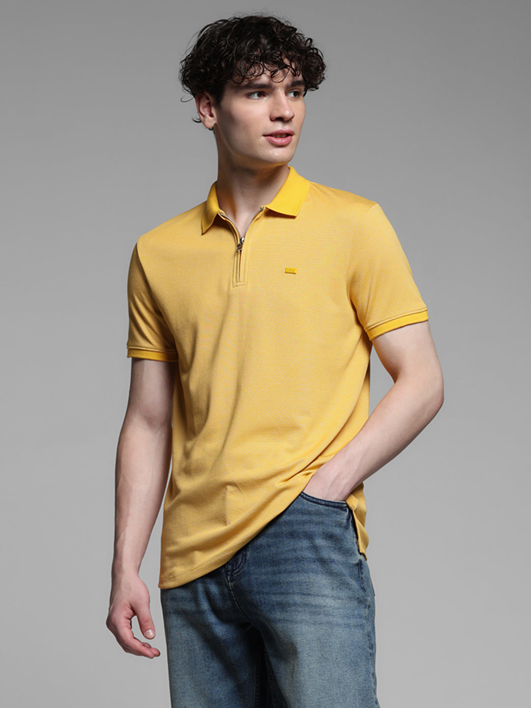 Yellow Zip Detail Polo