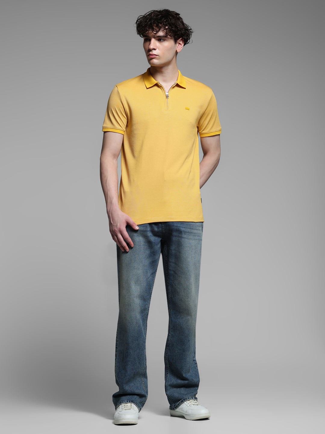 Yellow Zip Detail Polo