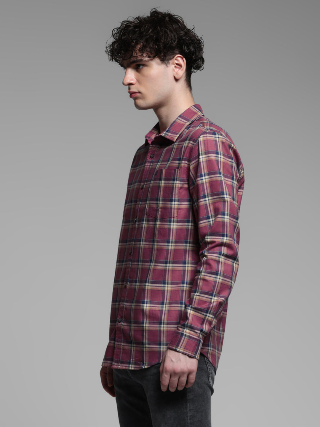 Pink Check Slim Fit Shirt