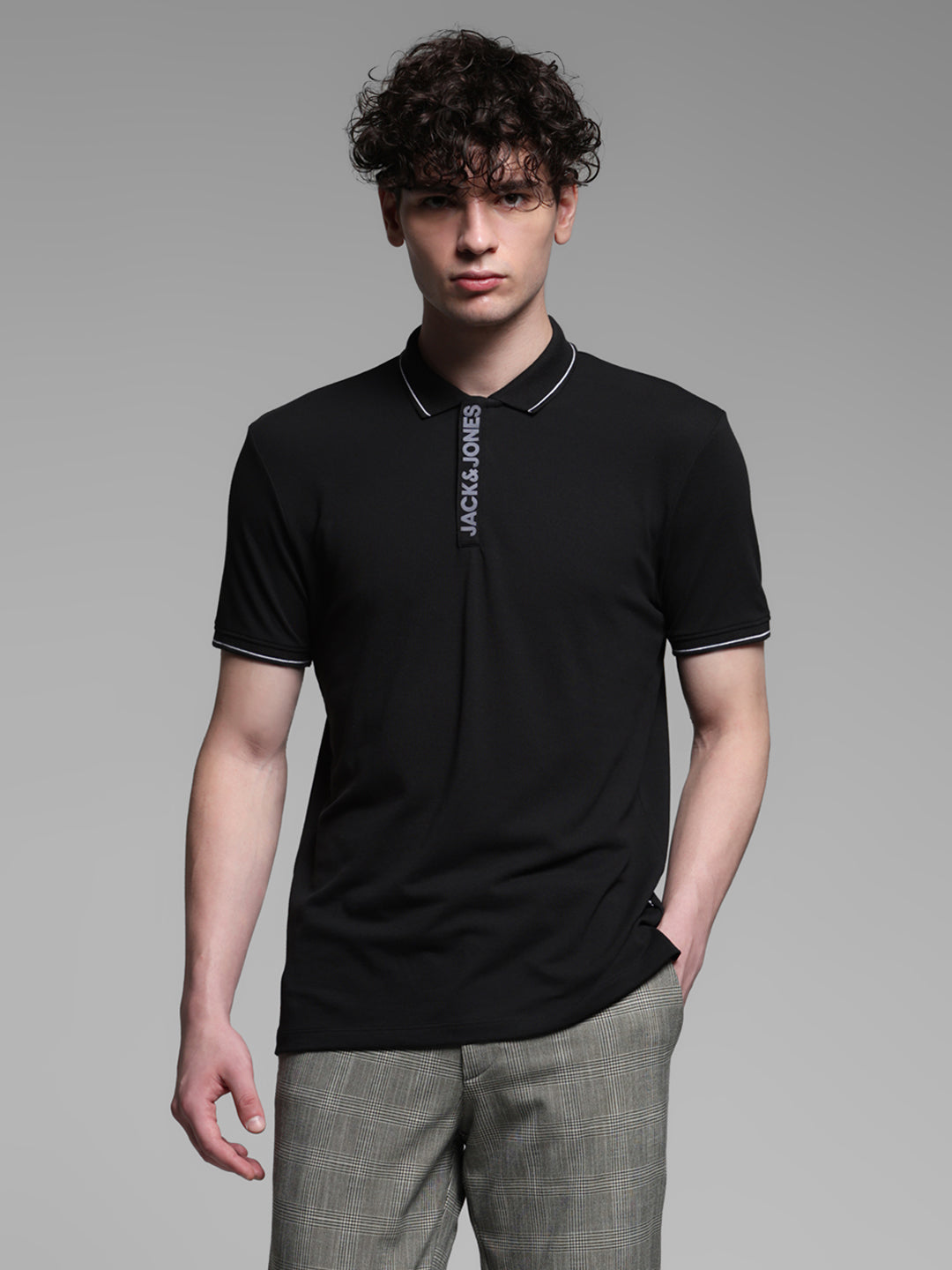 Black Logo Placket Detail Polo
