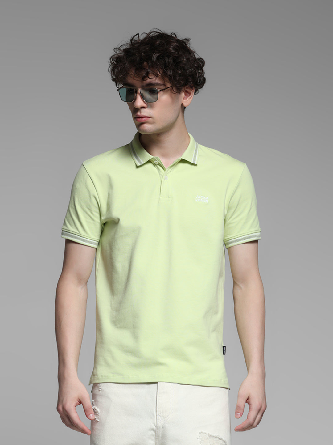Lime Green Logo Print Polo - S