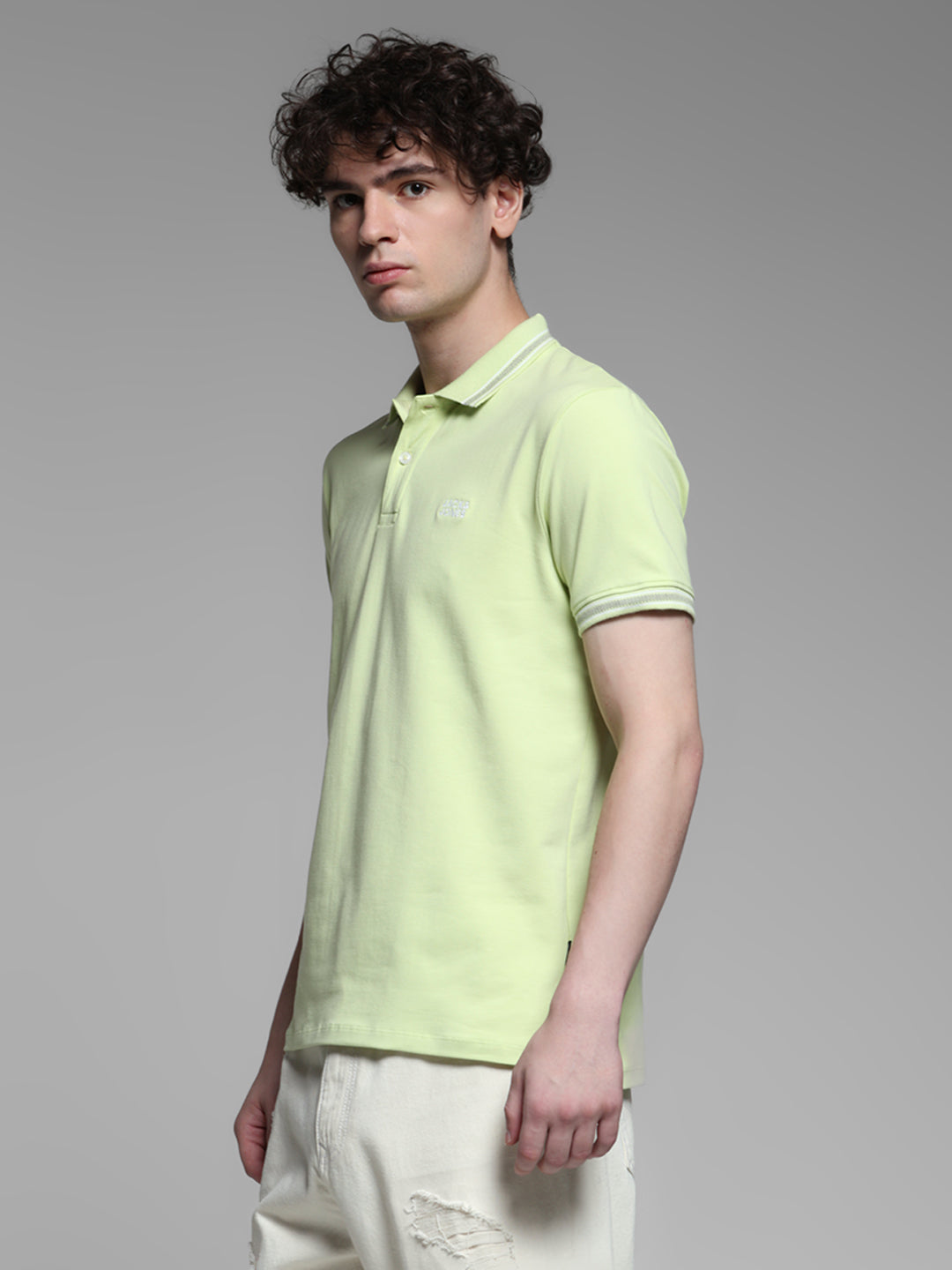 Lime Green Logo Print Polo