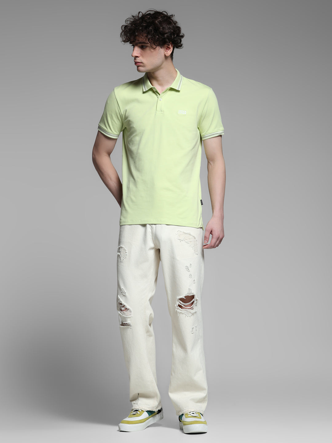Lime Green Logo Print Polo