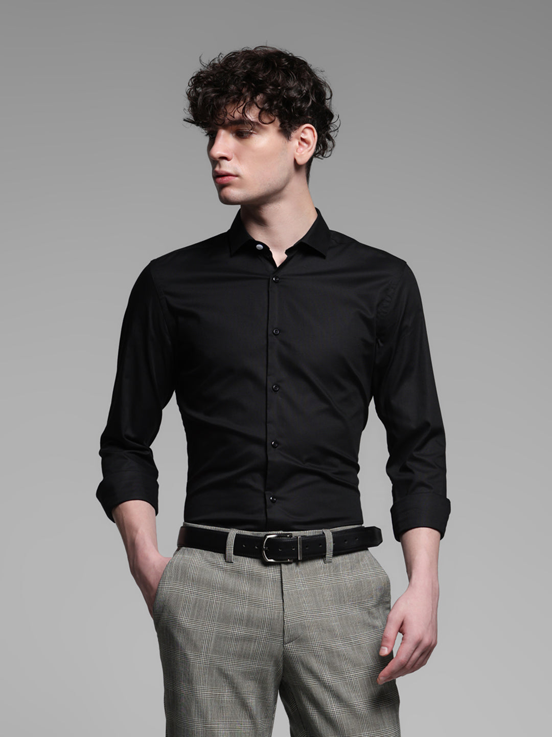 Black Cotton Formal Shirt