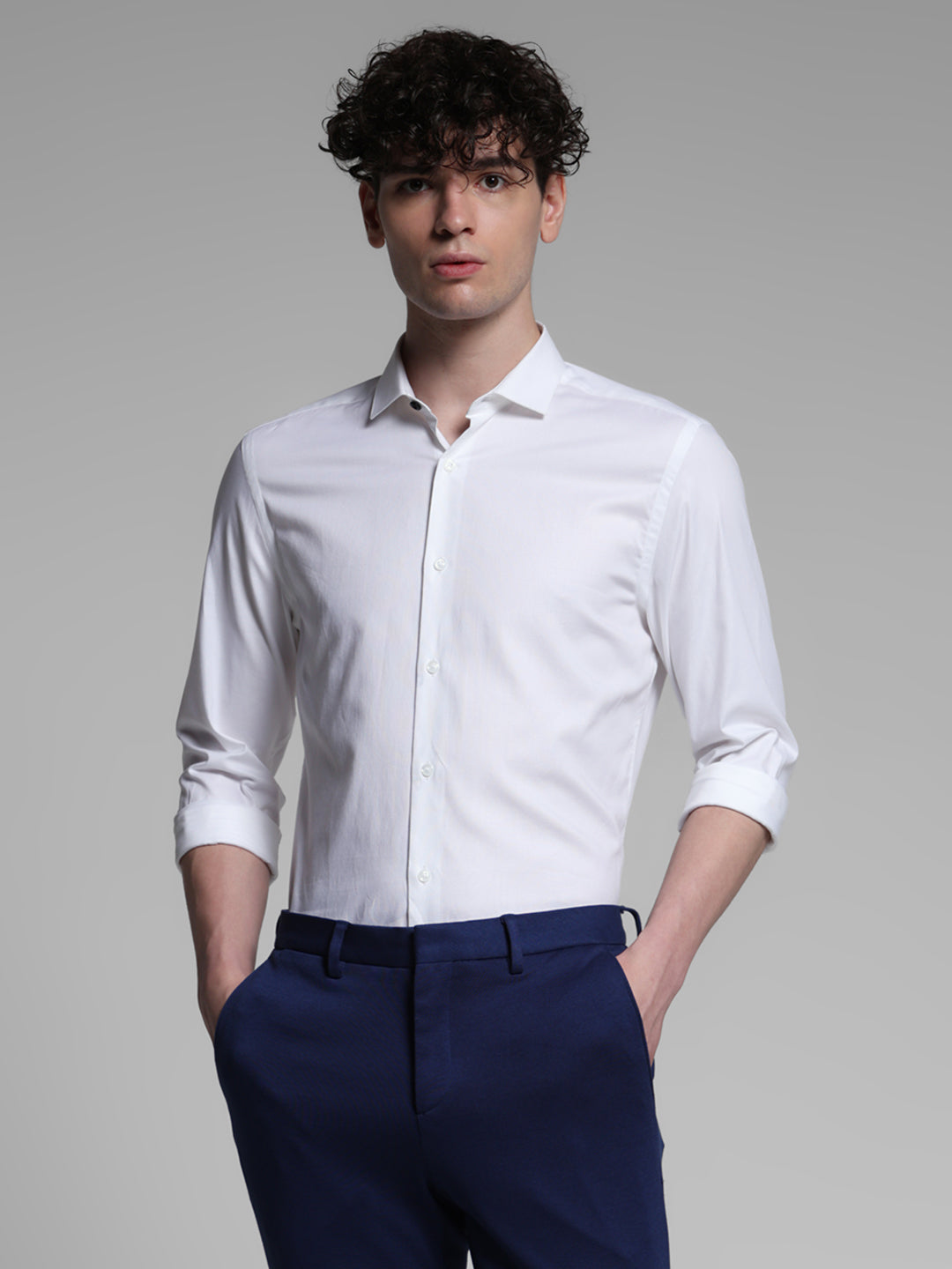 White Cotton Formal Shirt