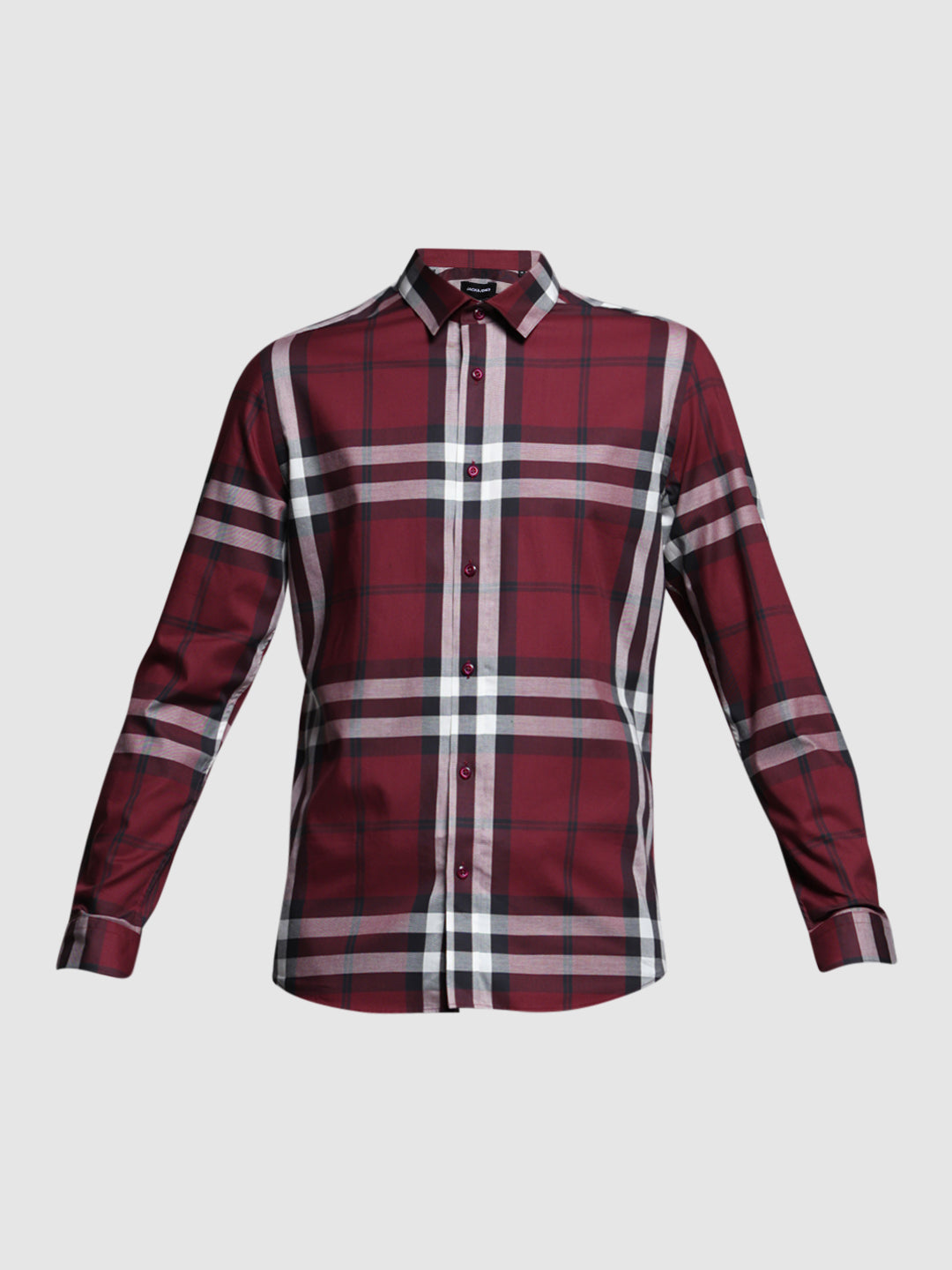 Dark Red Check Slim Fit Shirt