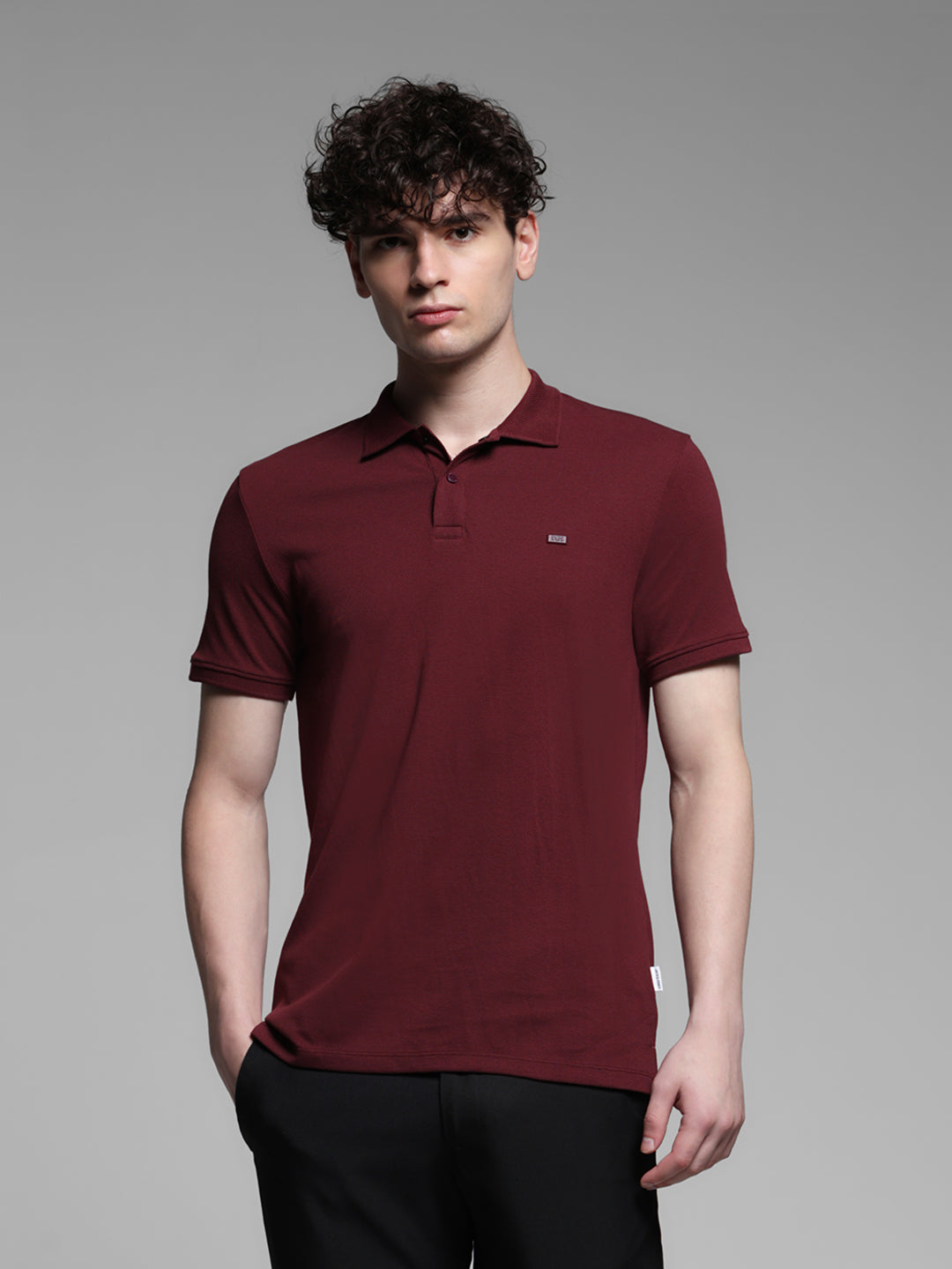 Maroon Solid Polo - S