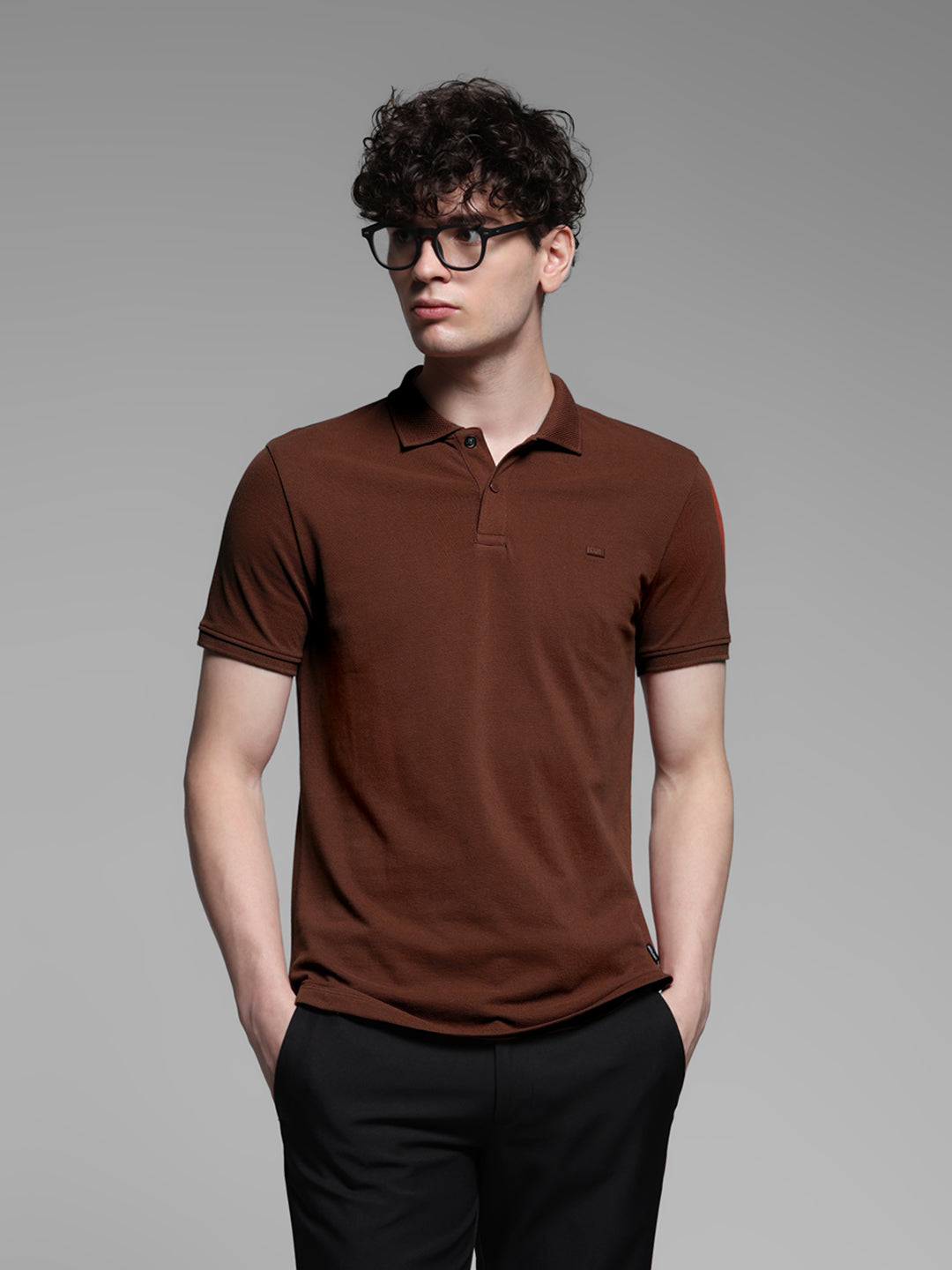 Dark Brown Solid Polo - S