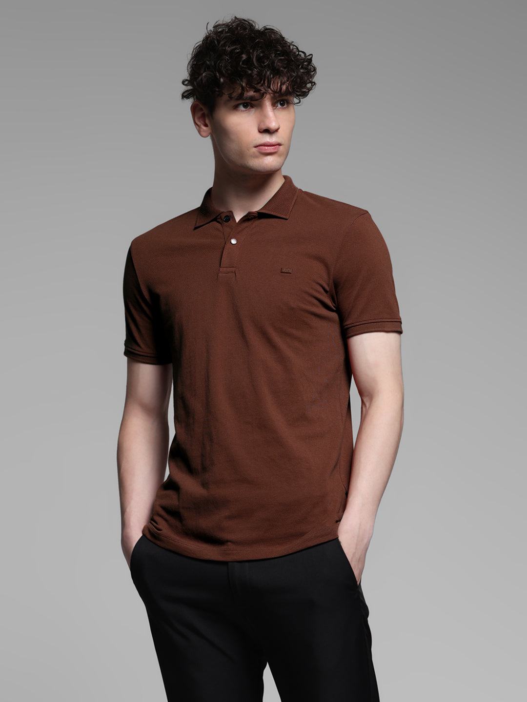 Dark Brown Solid Polo
