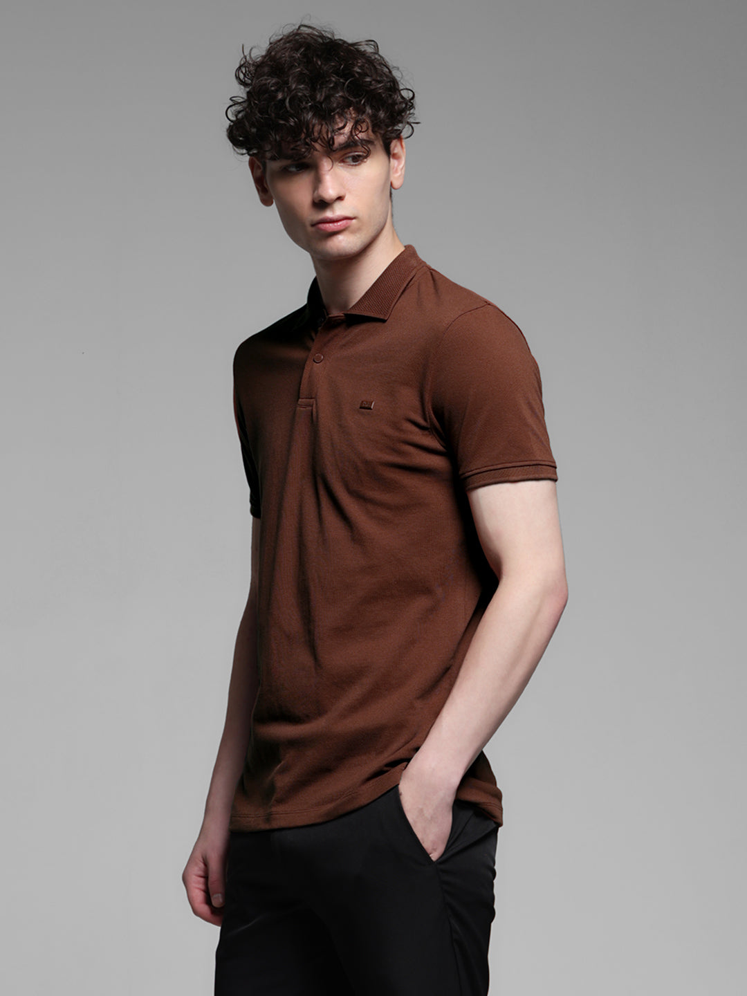 Dark Brown Solid Polo