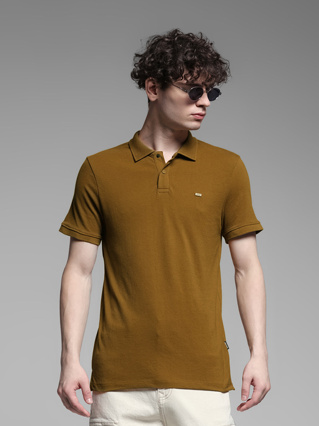Bronze Brown Solid Polo - S
