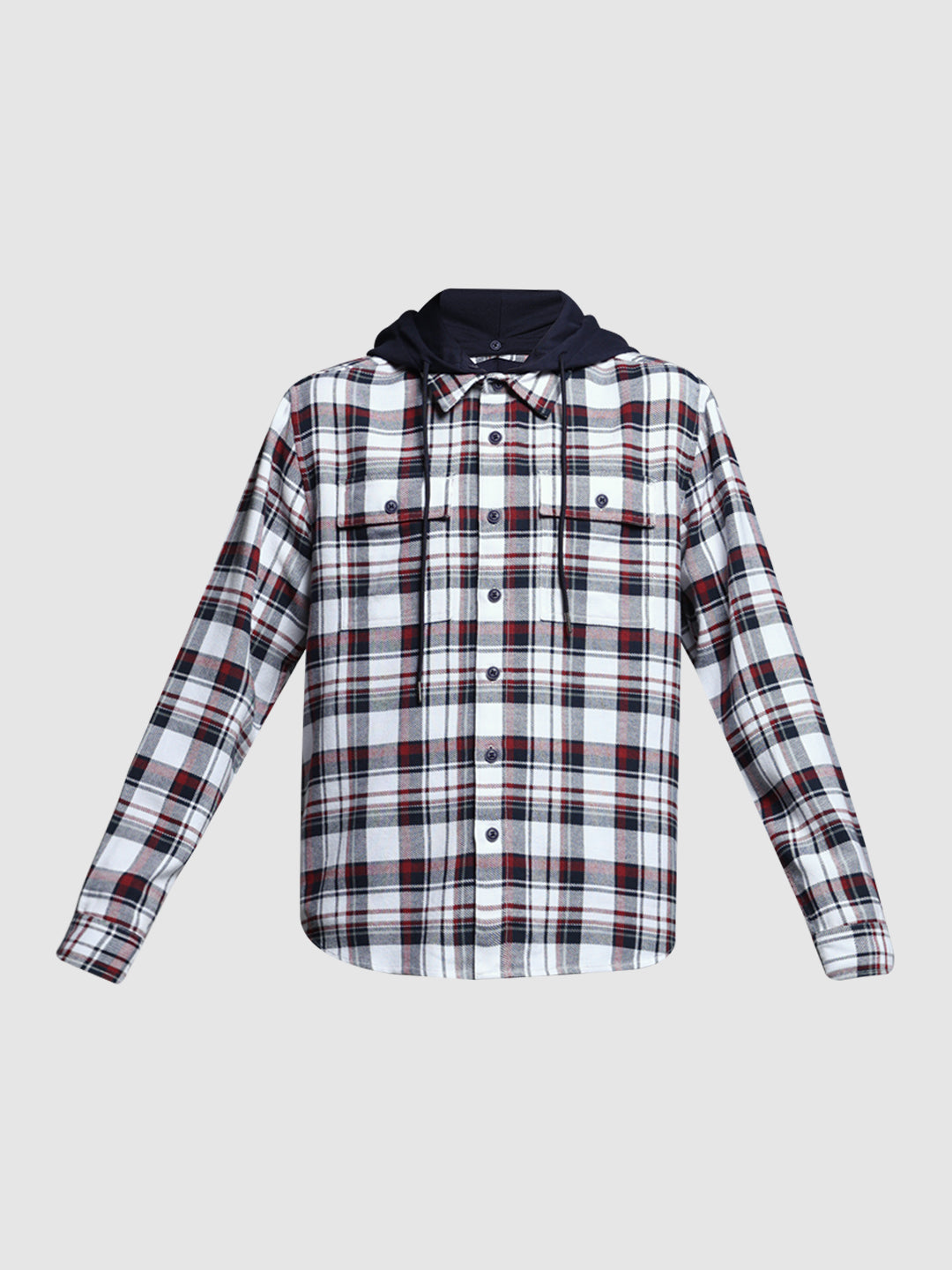 White Check Hooded Shirt