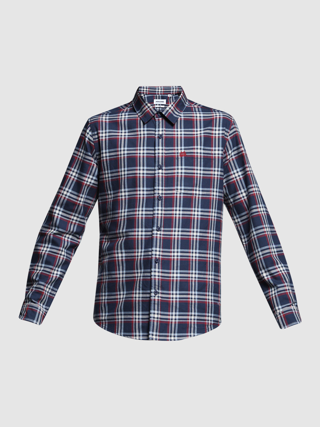 Navy Blue Check Cotton Shirt