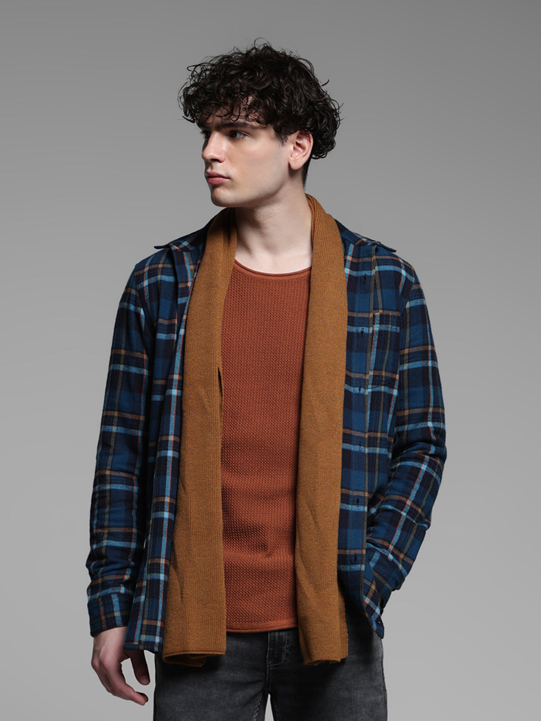 Blue Check Cotton Shirt - S