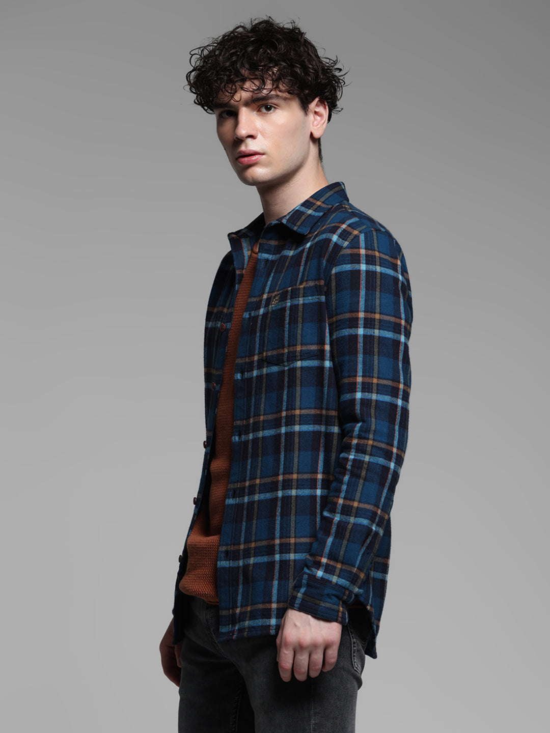 Blue Check Cotton Shirt