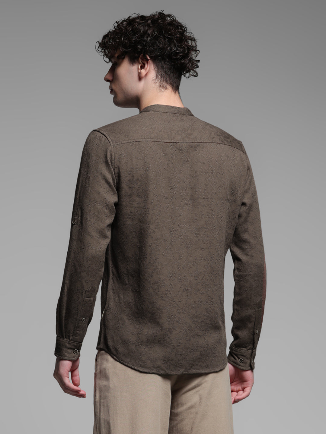 Brown Jacquard Cotton Shirt