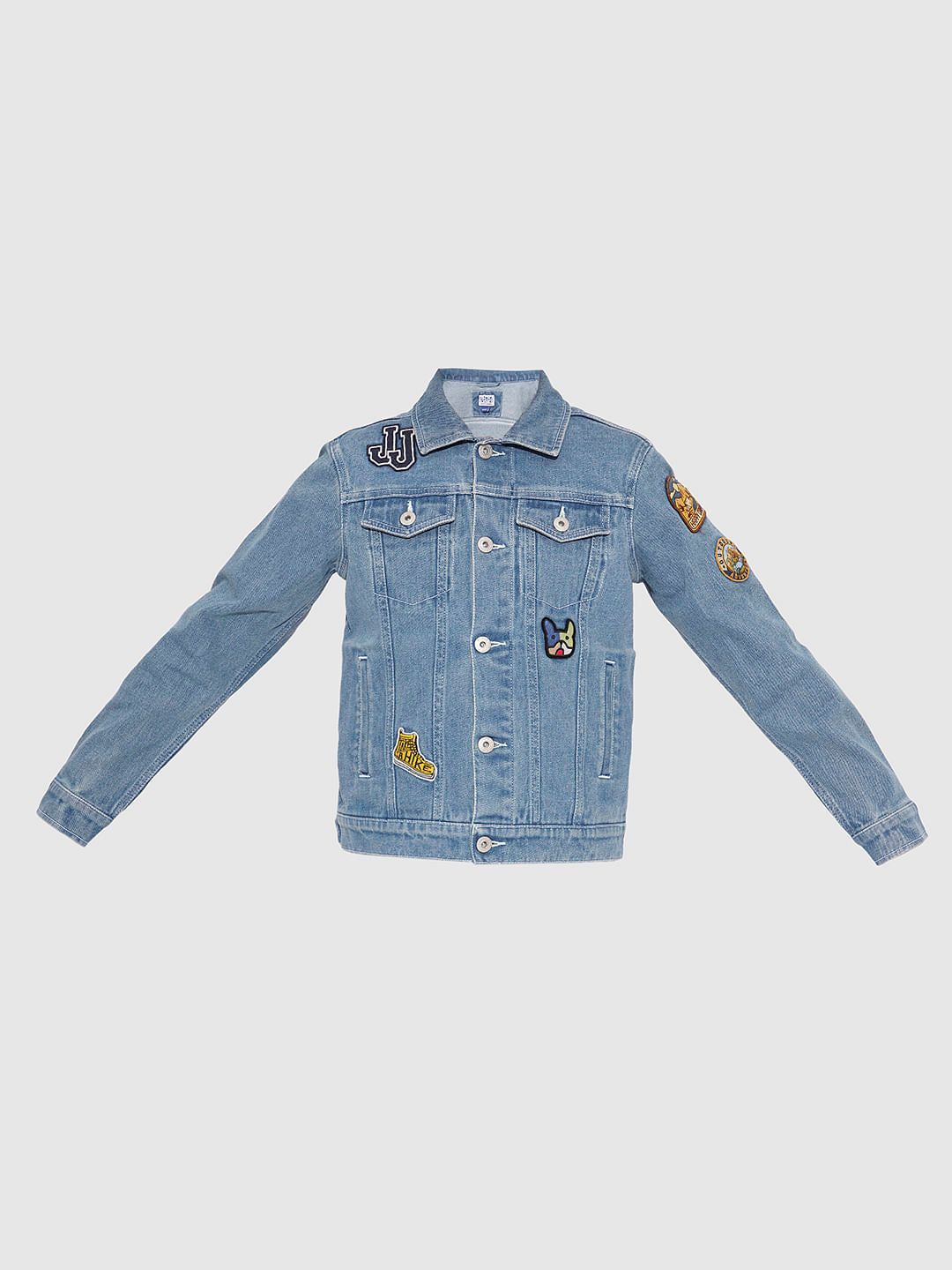 Boys Blue Embroidered Applique Denim Jacket
