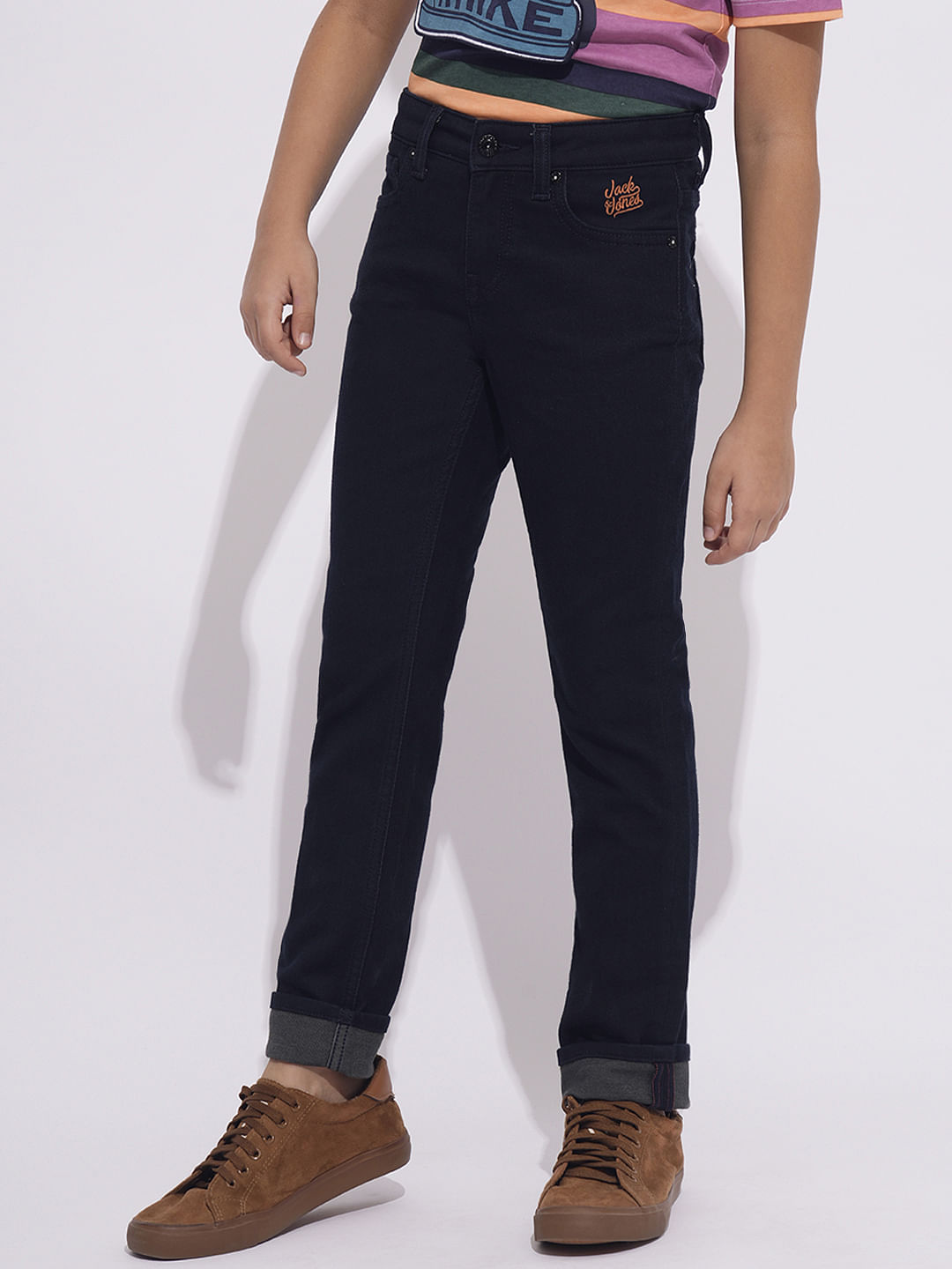 Dark Blue Mid Rise Jeans