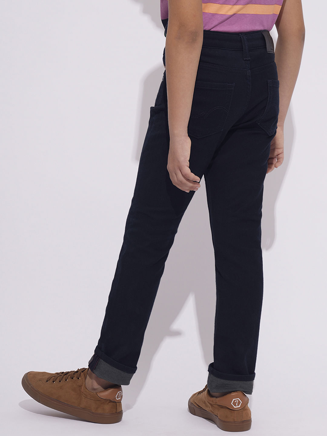 Dark Blue Mid Rise Jeans