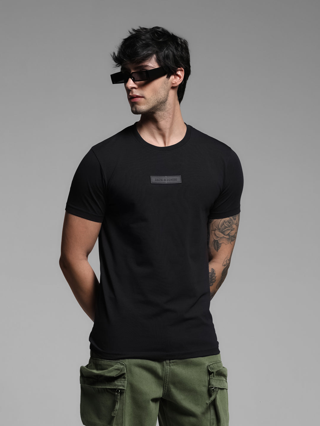 Black Logo Patch T-shirt - S