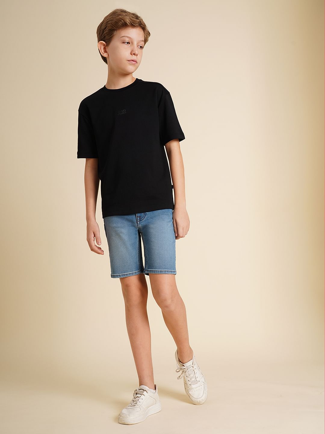 Boys Black Logo Print Oversized T-shirt