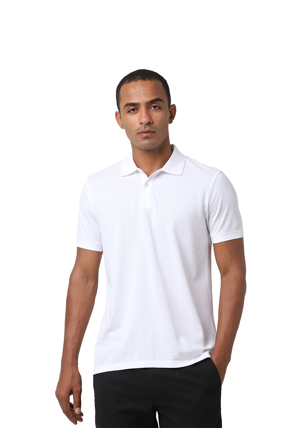 White Cotton Blend Polo - M