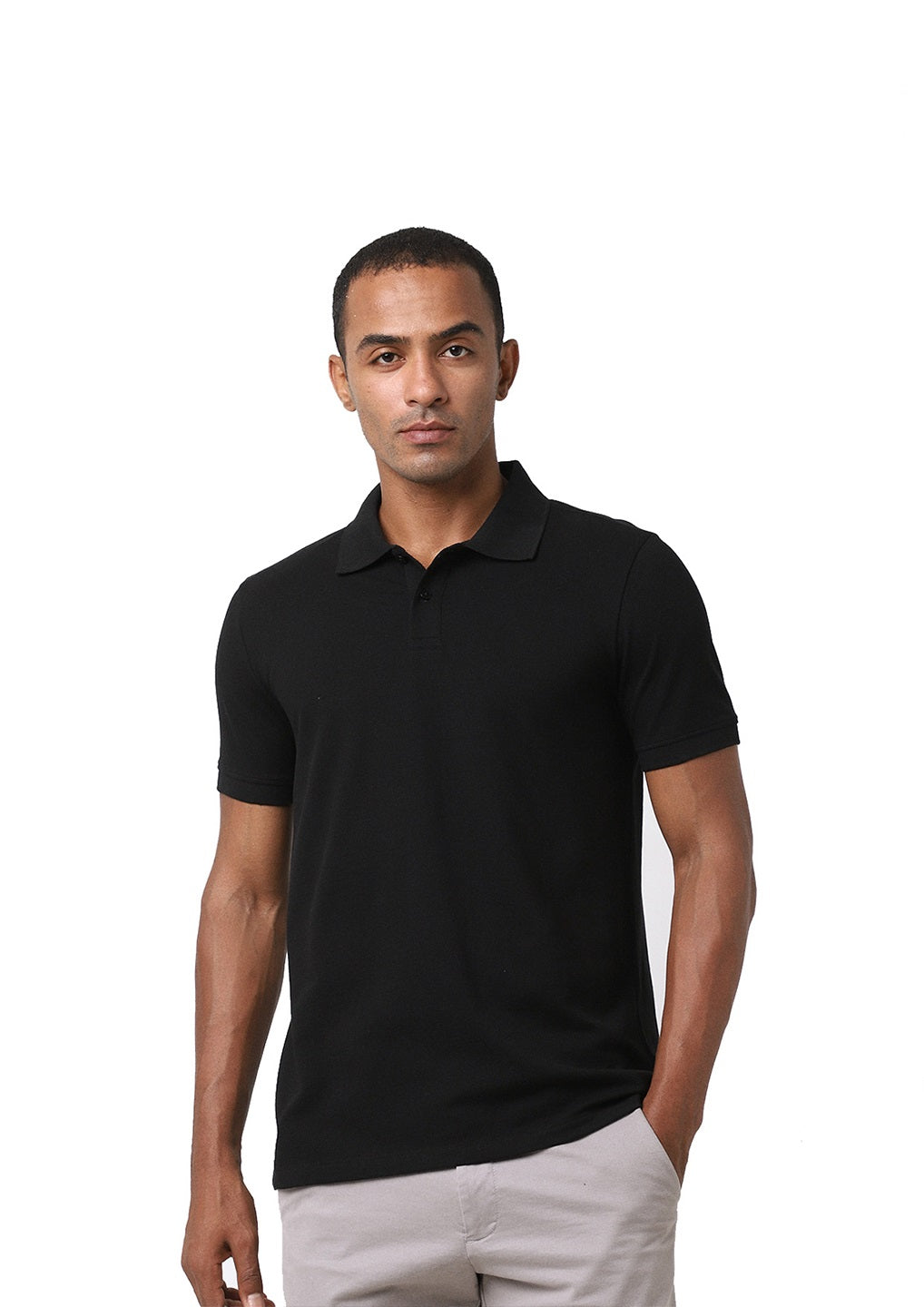 Black Cotton Blend Polo - S