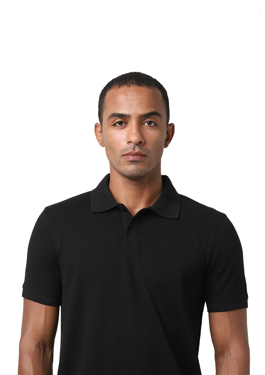 Black Cotton Blend Polo