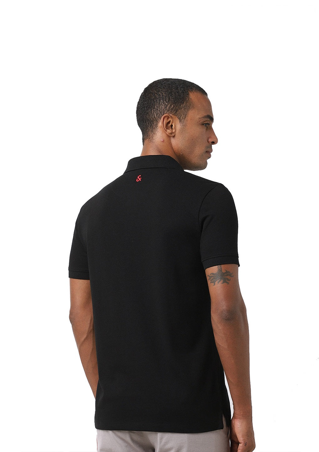 Black Cotton Blend Polo